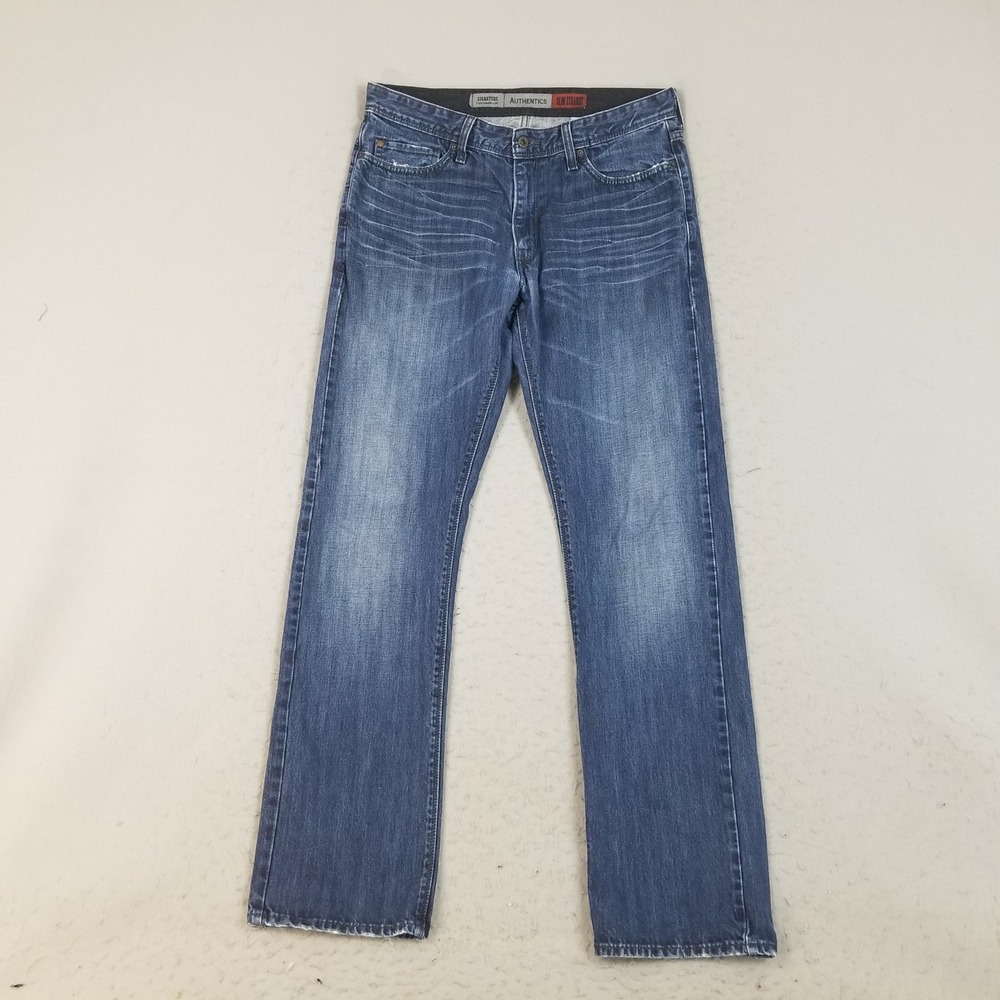 Signature Levi Strauss Jeans Men 34x34 Blue Authentics Slim Straight 100% Cotton